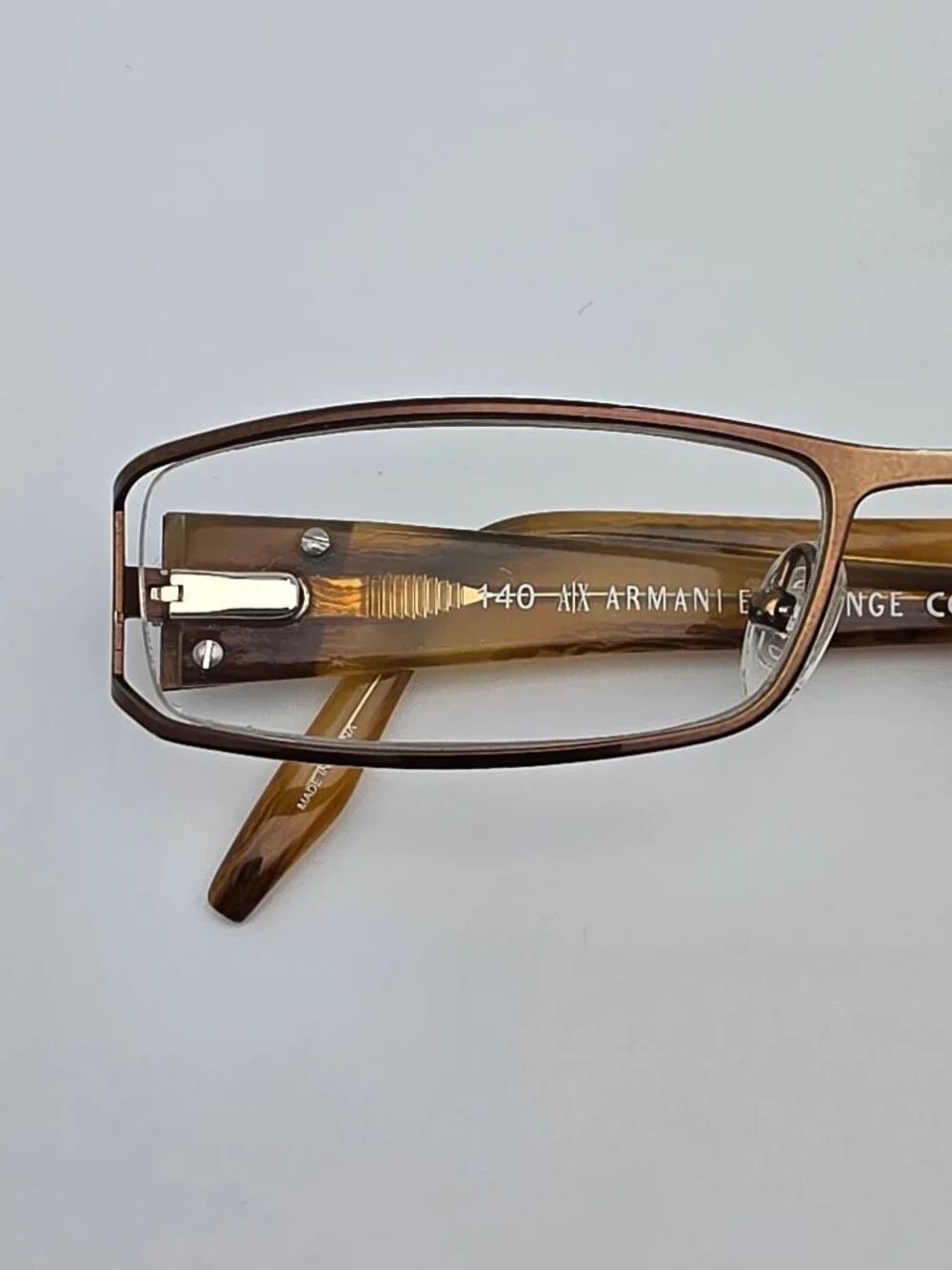 Armani Exchange AX106 65T Bronze Semi Rimless Eyeglasses Frame w/ Flexhinge 54mm